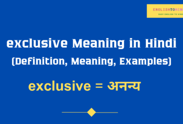 Exclusive meaning in Hindi